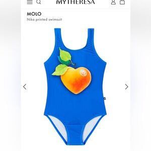 Molo One Piece Swimsuit with Peach Design size 11. Good condition.